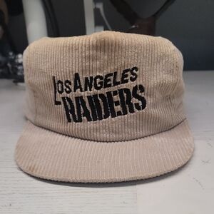 Vintage Los Angeles Raiders Hat Cap NFL Football Adjustable Tan Corduroy